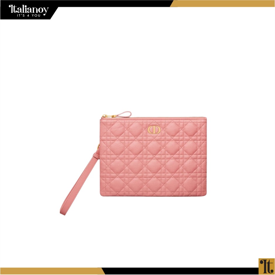 DIOR CARO DAILY POUCH Light Pink Supple Cannage Calfskin