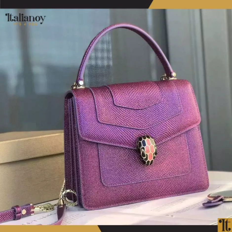 BVLGARI SERPENTI FOREVER TOP HANDLE Aubergine Bag maroon