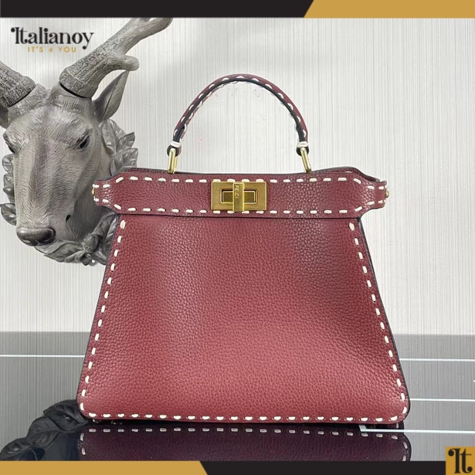 FENDI BROOCH BAGUETTE FENDACE LEATHER BAG