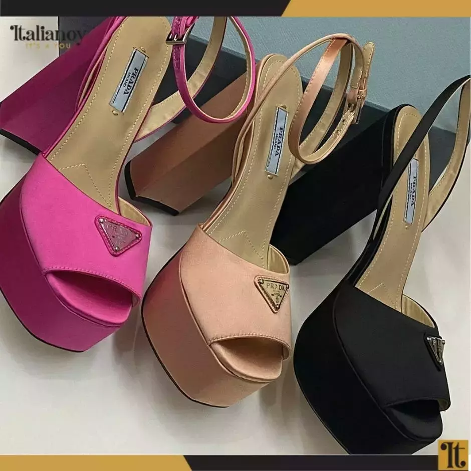 High-heeled satin sandals