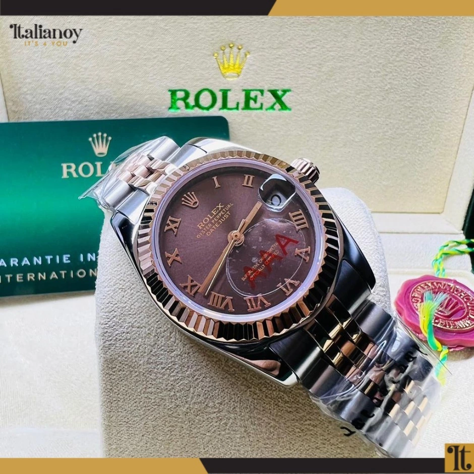 rolex datajast oystersteel- silver& BROWN