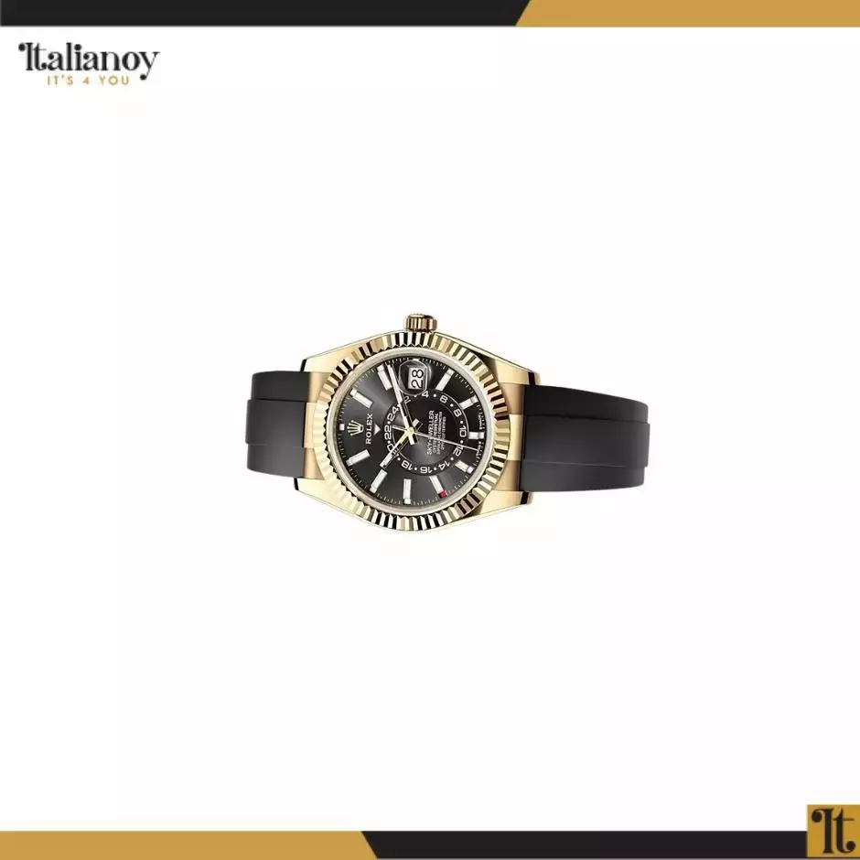 ROLEX SKY-DWELLER YELLOW GOLD BLACK DIAL OYSTERFLEX