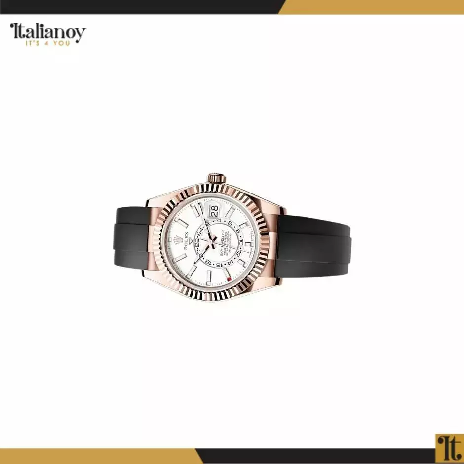 ROLEX SKY-DWELLER EVEROSE GOLD WHITE DIAL OYSTERFLEX