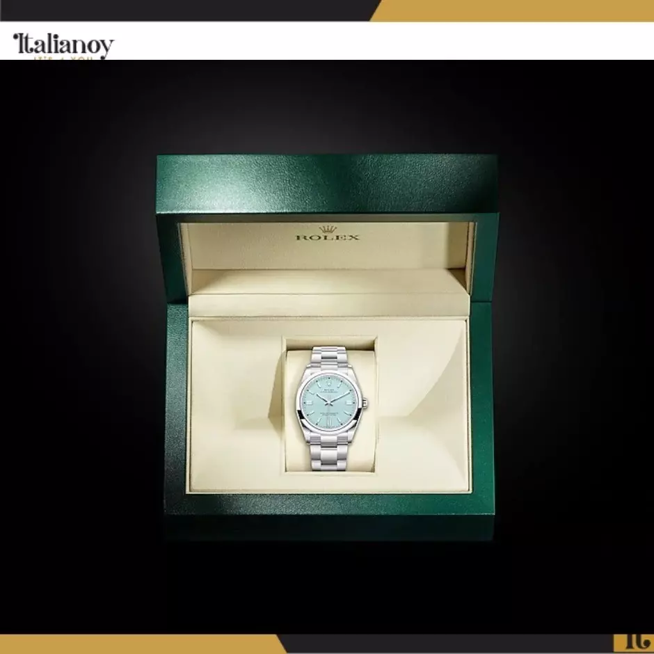 Rolex Oyster Perpetual silver Turquoise