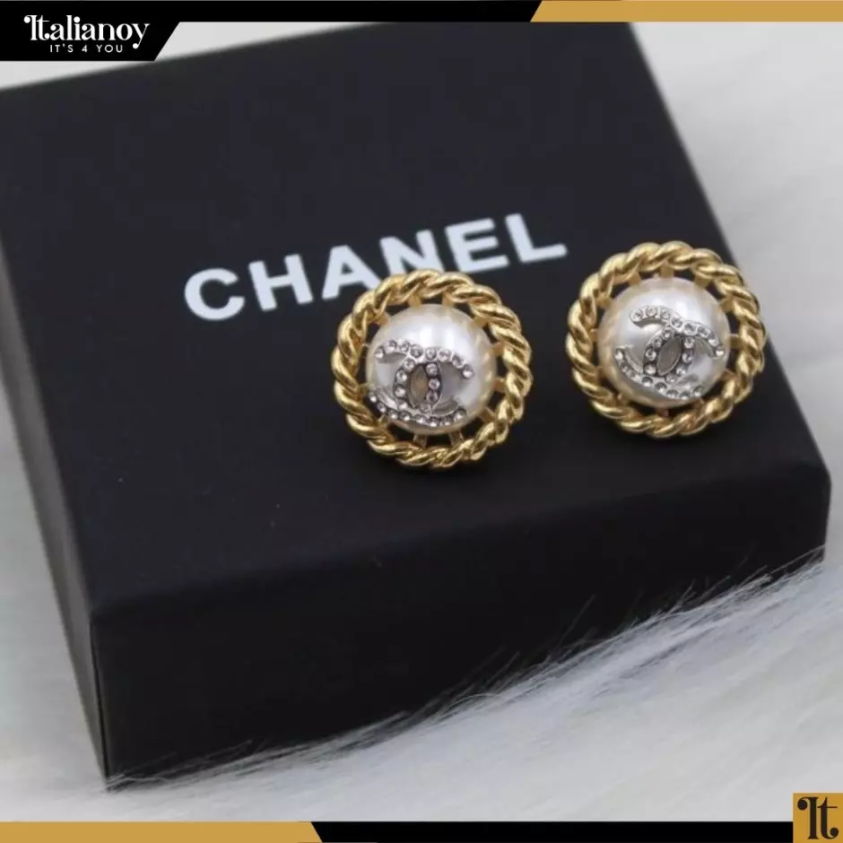 Vintage Chanel CC Logo Button Clip-On Earrings
