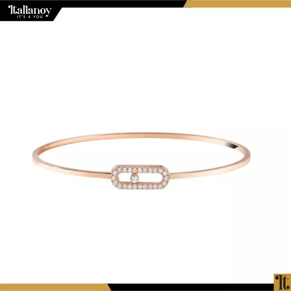Messika Flex Move Uno Studded Wide Rose Gold Bracelet + Ring
