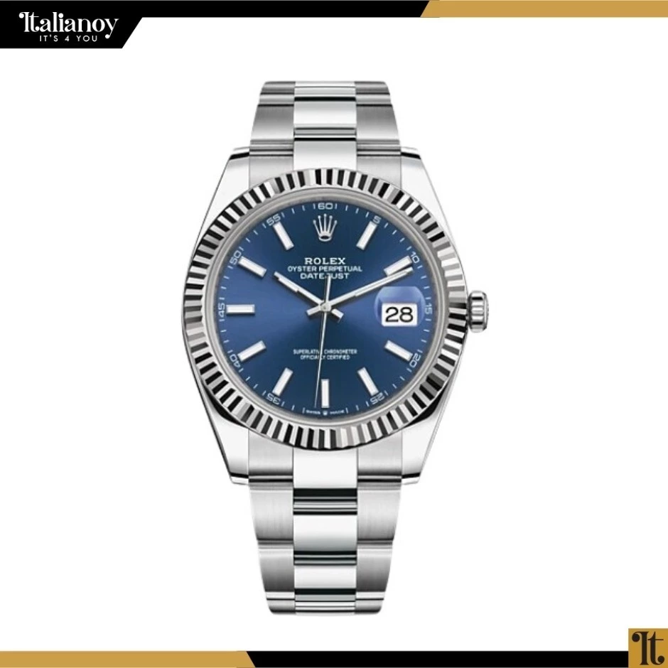 ROLEX DATEJUST FLUTED BEZEL SILVER-BLUE