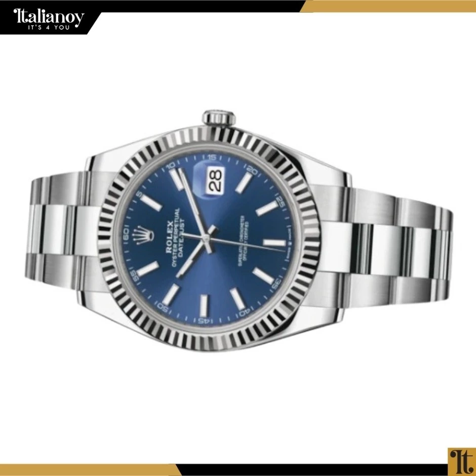 ROLEX DATEJUST FLUTED BEZEL SILVER-BLUE
