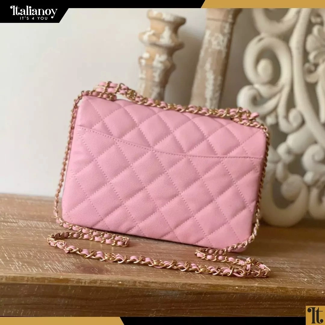 FLAP BAG WITH TOP HANDLE pink