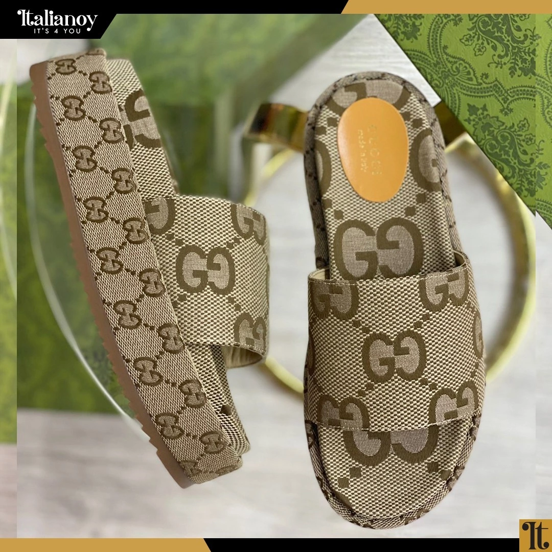 Gucci GG Maxi Canvas Platform Slides