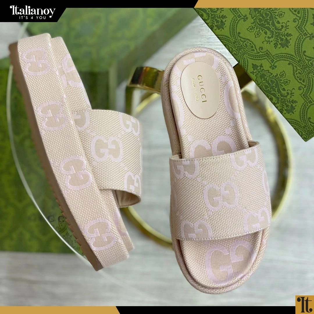 Gucci GG Maxi Canvas Platform Slides