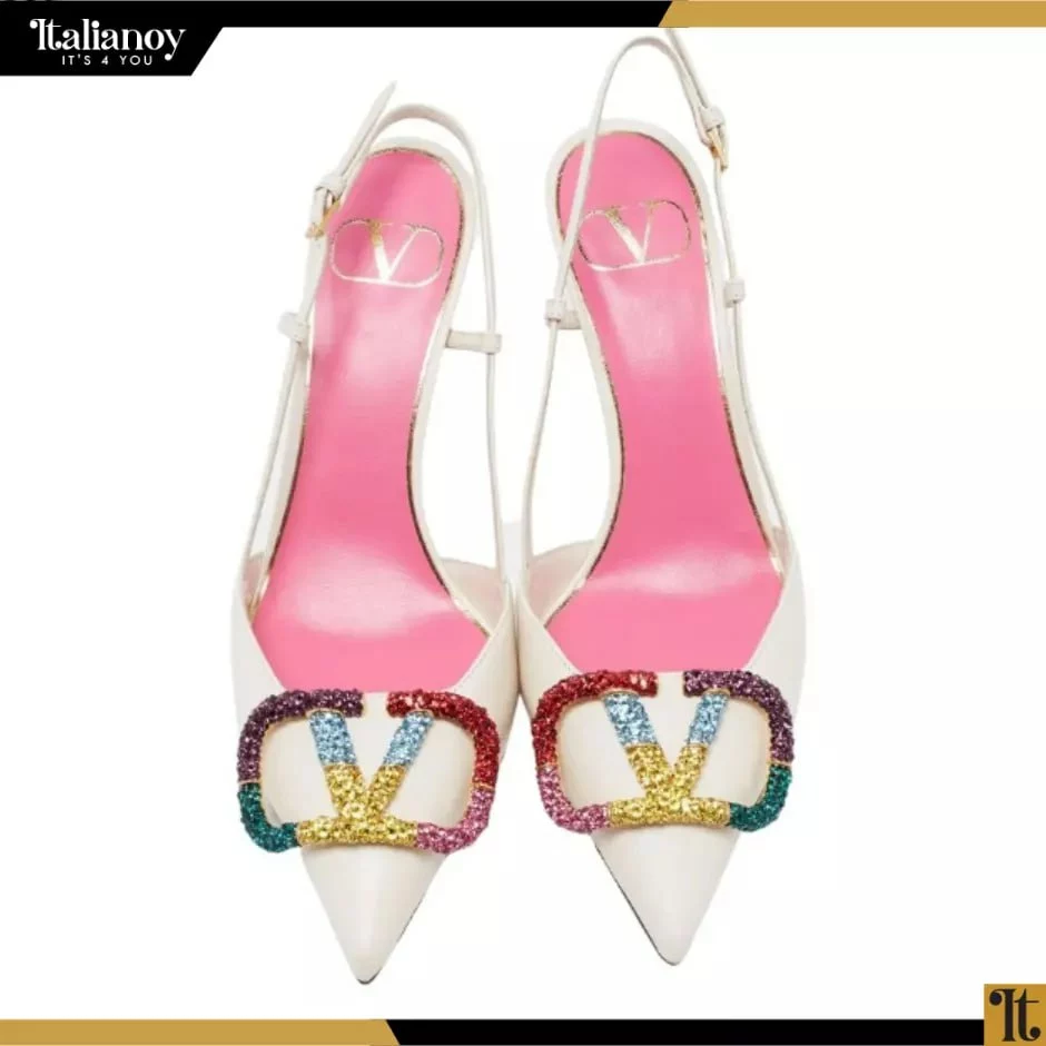 Valentino Leather Multicolor VLogo Signature Slingback Sandals