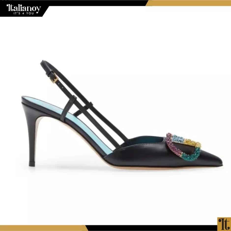 Valentino Leather Multicolor VLogo Signature Slingback Sandals