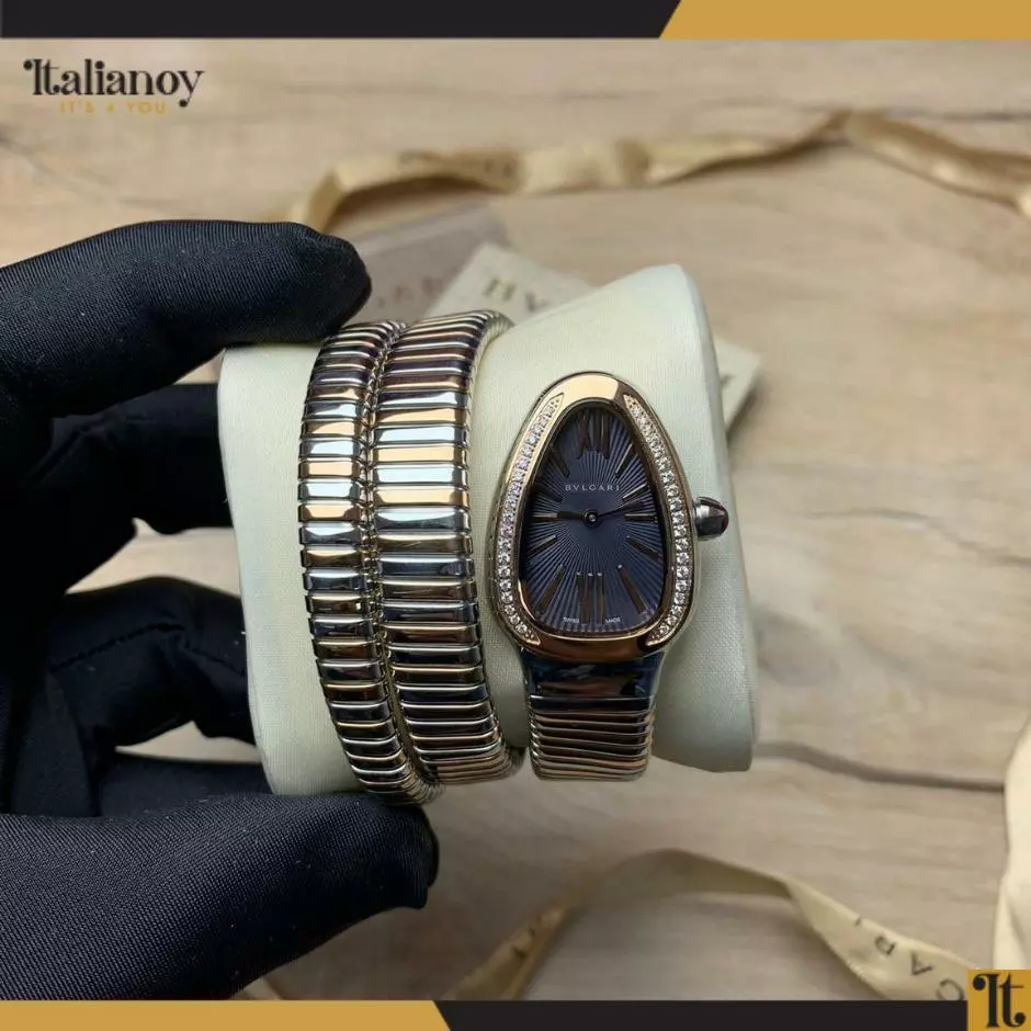 Serpenti Tubogas double silver opaline dial