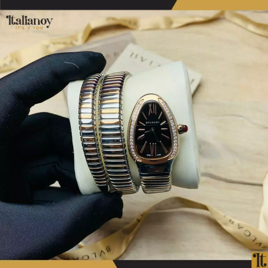 Serpenti Tubogas double silver opaline dial