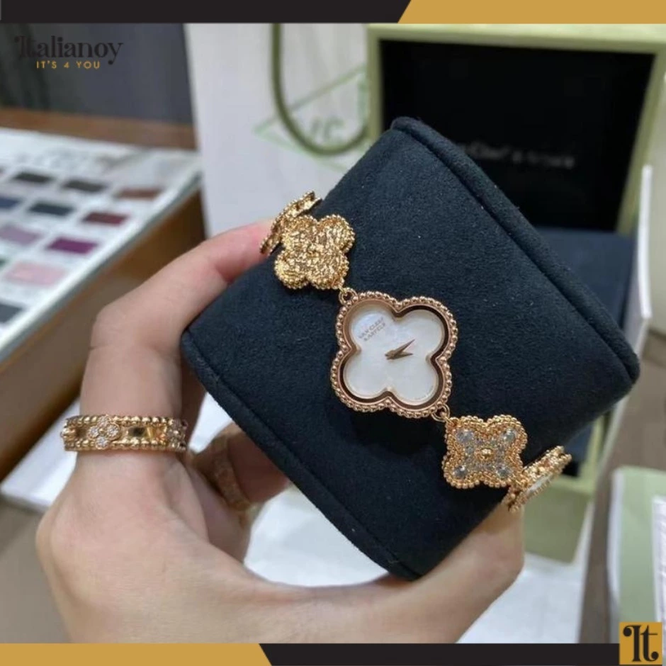 Sweet Alhambra watch  yellow gold, Diamond, Mother-of-pearl