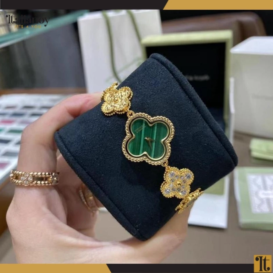 Sweet Alhambra watch  yellow gold, Diamond, Mother-of-pearl