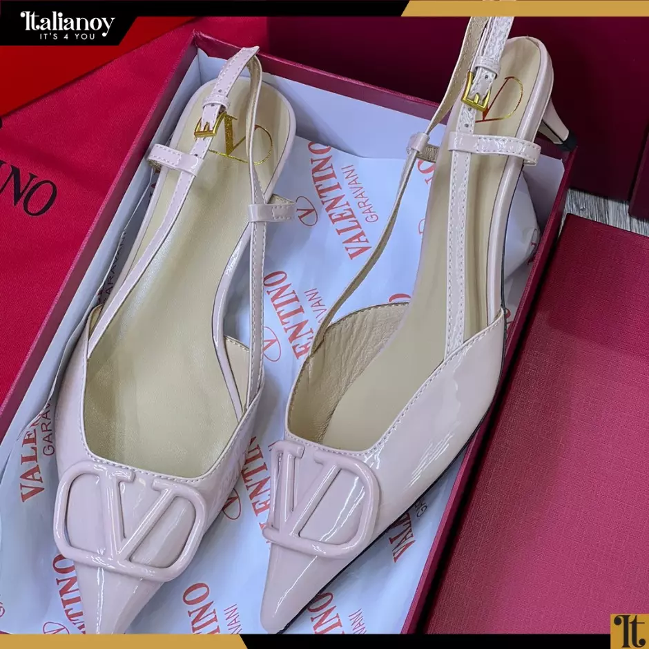 Valentino Garavani VLogo Leather Slingback Pumps Blue