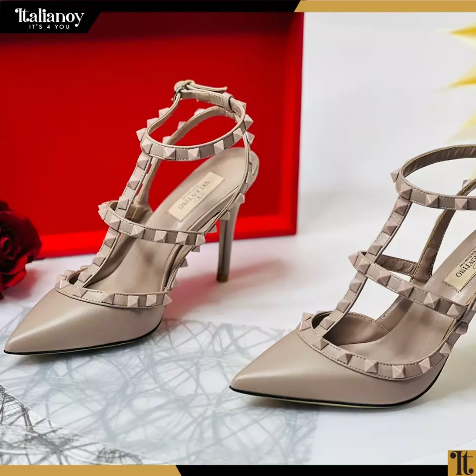 Valentino Rockstud Ankle Strap Pump With Tonal Studs