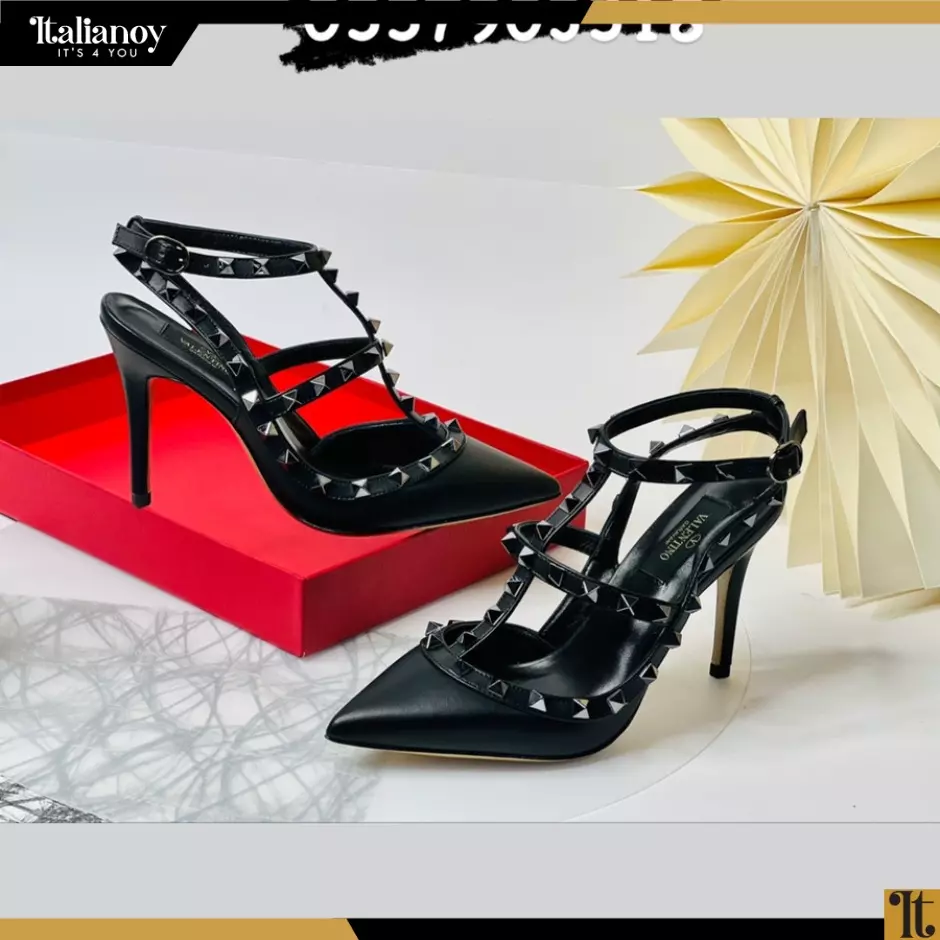 Valentino Rockstud Ankle Strap Pump With Tonal Studs