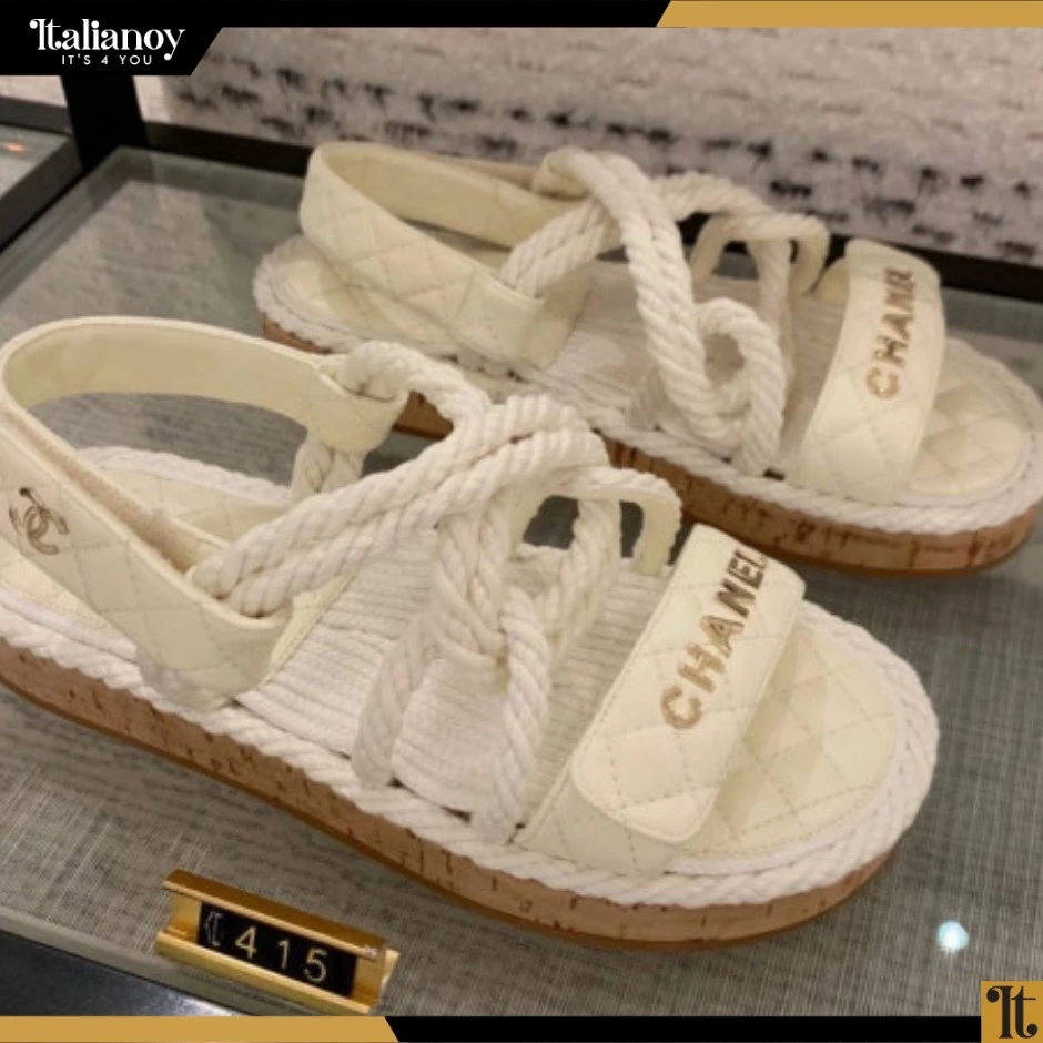 Chanel Off-White Flat Sandals