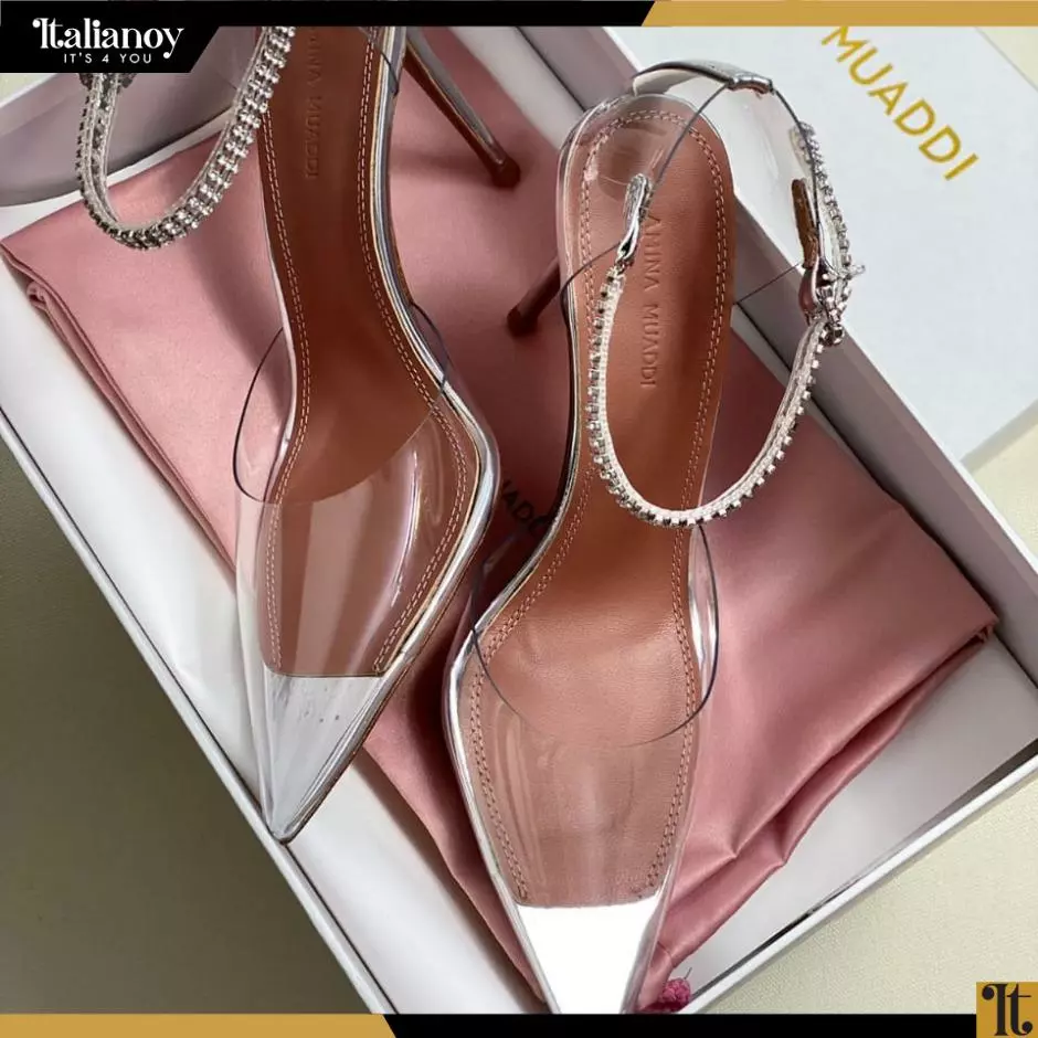 Amina Muaddi Arsena PVC transparent high heel shoes
