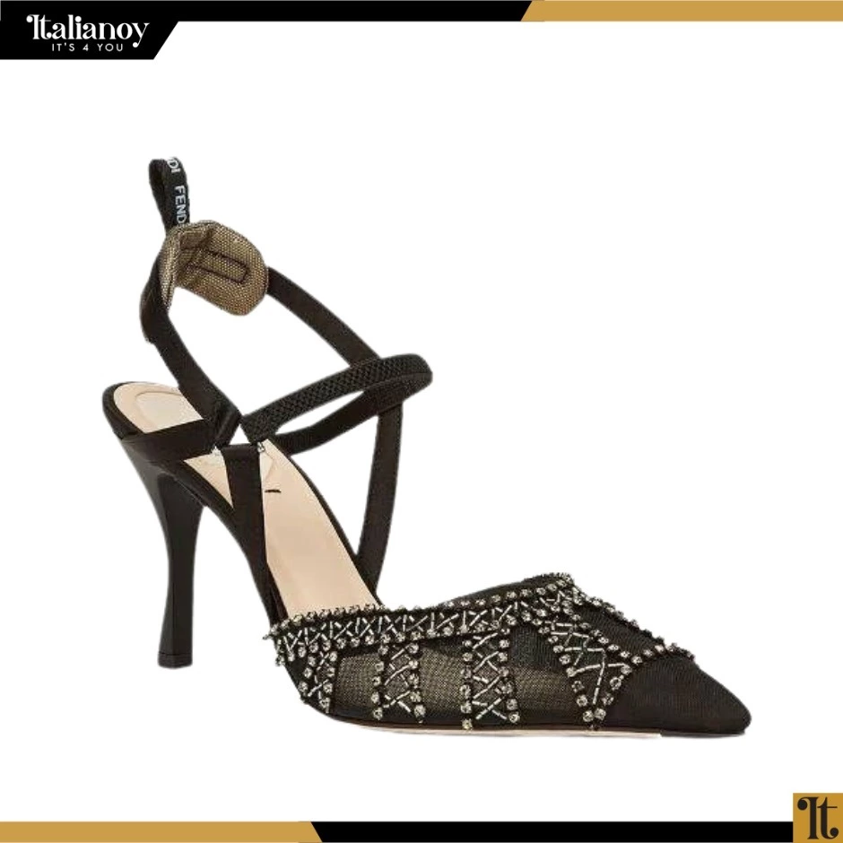 fendi crystal embellished slingback pumps