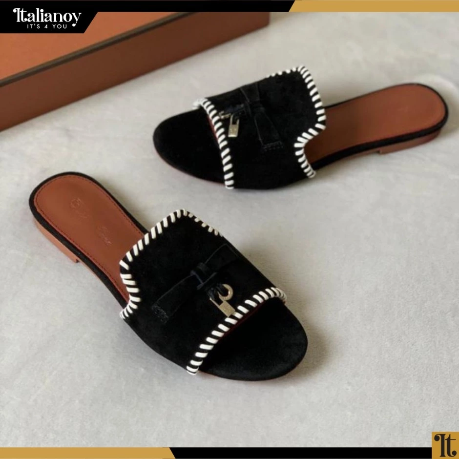 Summer Charms Slipper Suede Goatskin Black