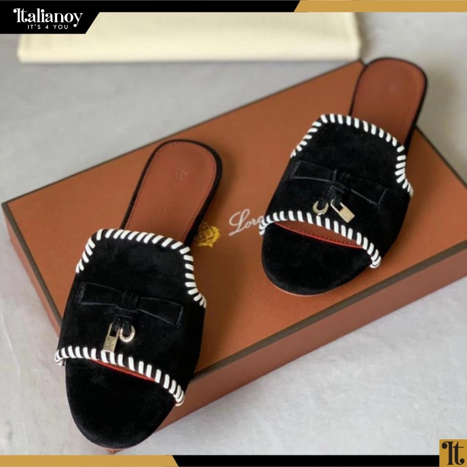 Summer Charms Slipper Suede Goatskin Black