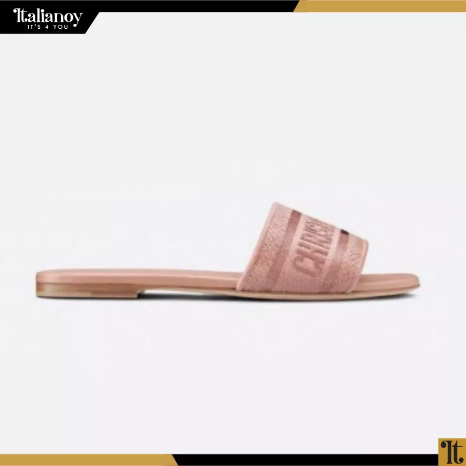 DWAY SLIDE Rose Des Vents Cotton Embroidered with Metallic Thread and Strass