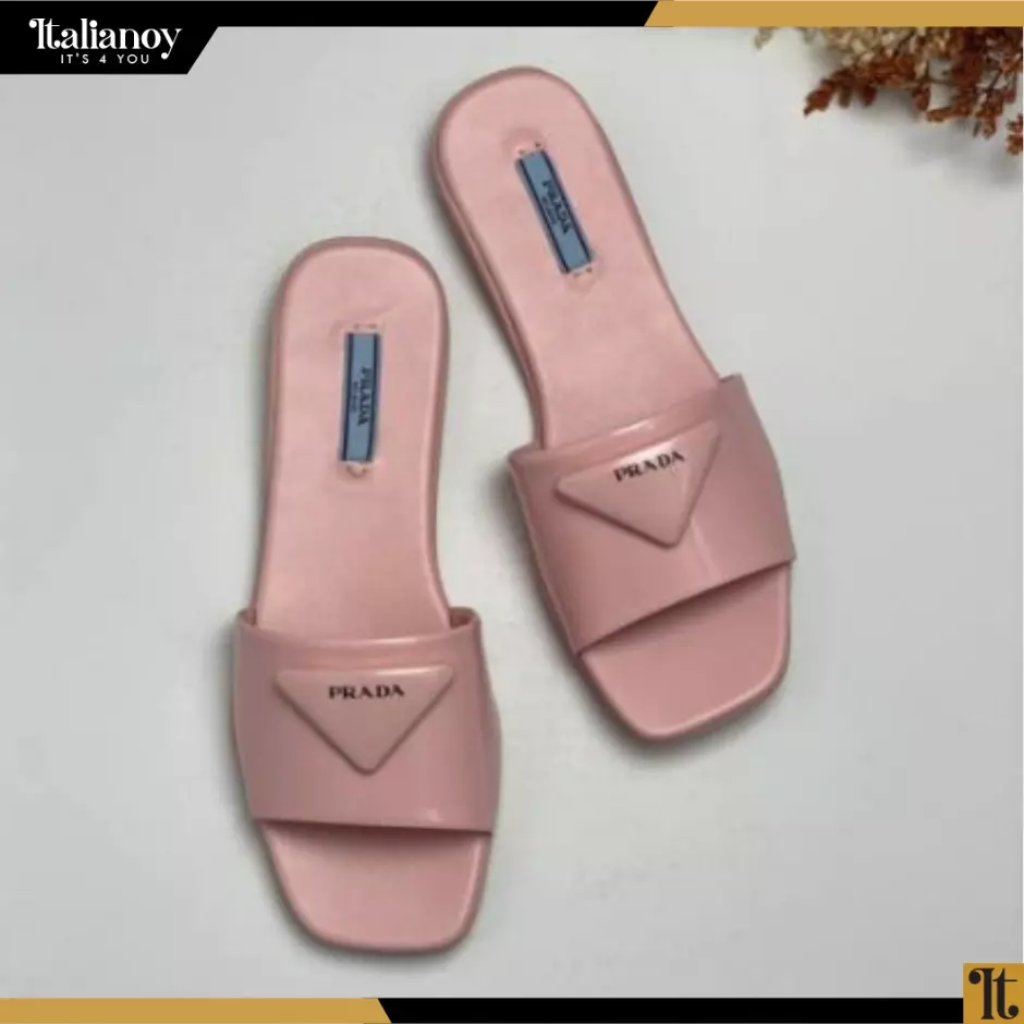 Brushed leather heeled slides