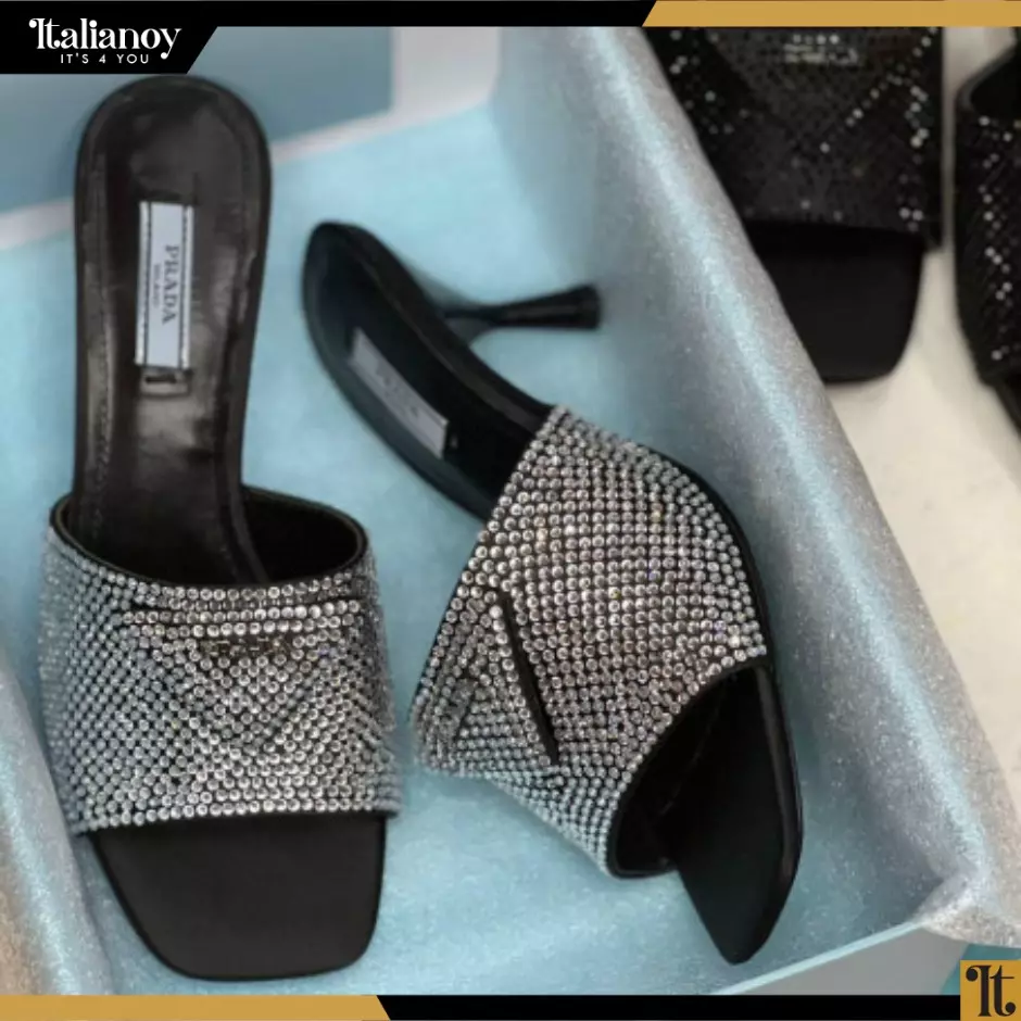 Satin slides with crystals