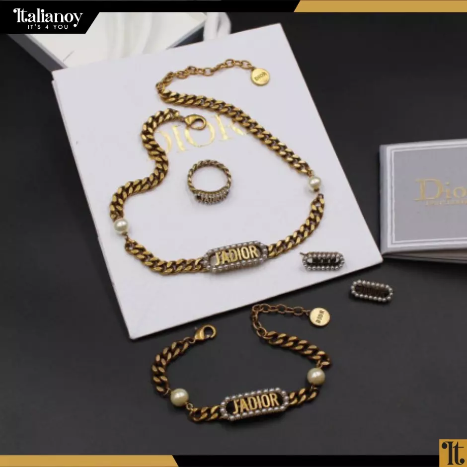 DIOR NECKLACE - RING - EARRINGS -BRACELET GOLD