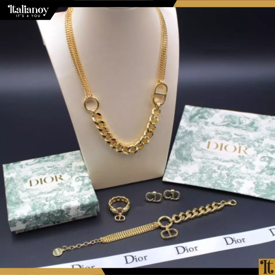 DIOR NECKLACE - RING - EARRINGS -BRACELET GOLD