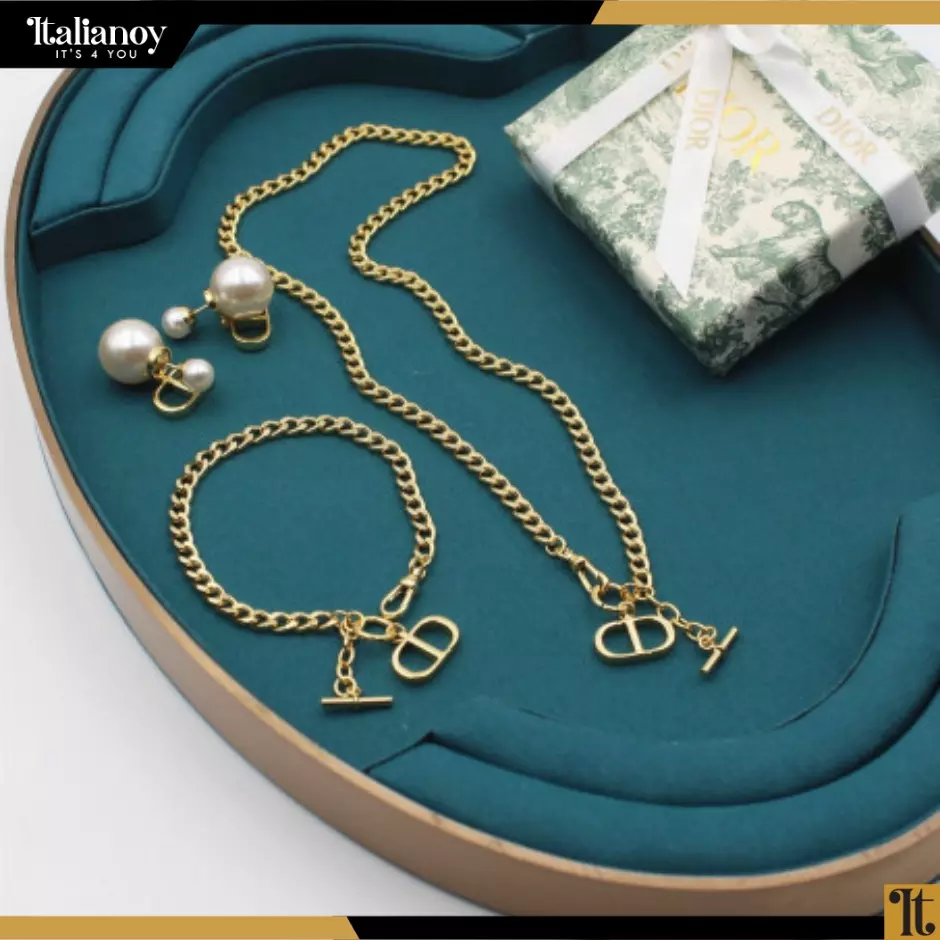 DIOR NECKLACE - EARRINGS -BRACELET GOLD