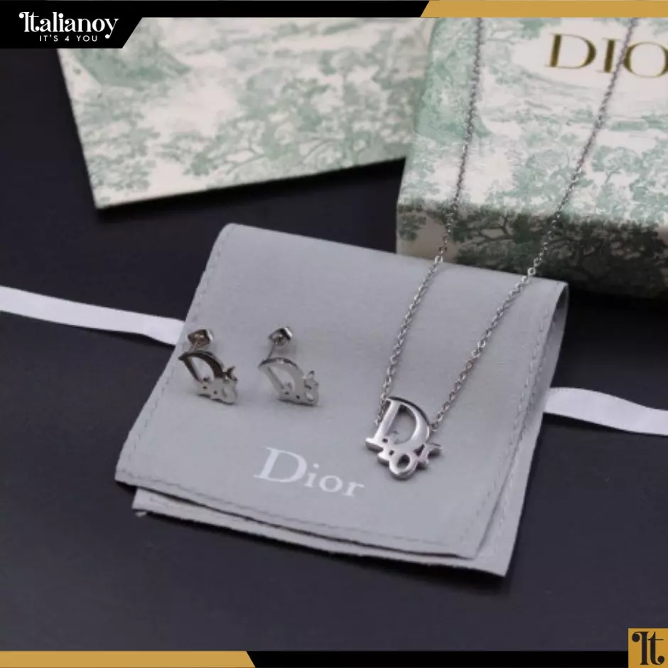 DIOR NECKLACE - EARRINGS SILVER