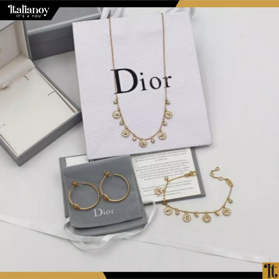 DIOR NECKLACE - EARRINGS -BRACELET GOLD