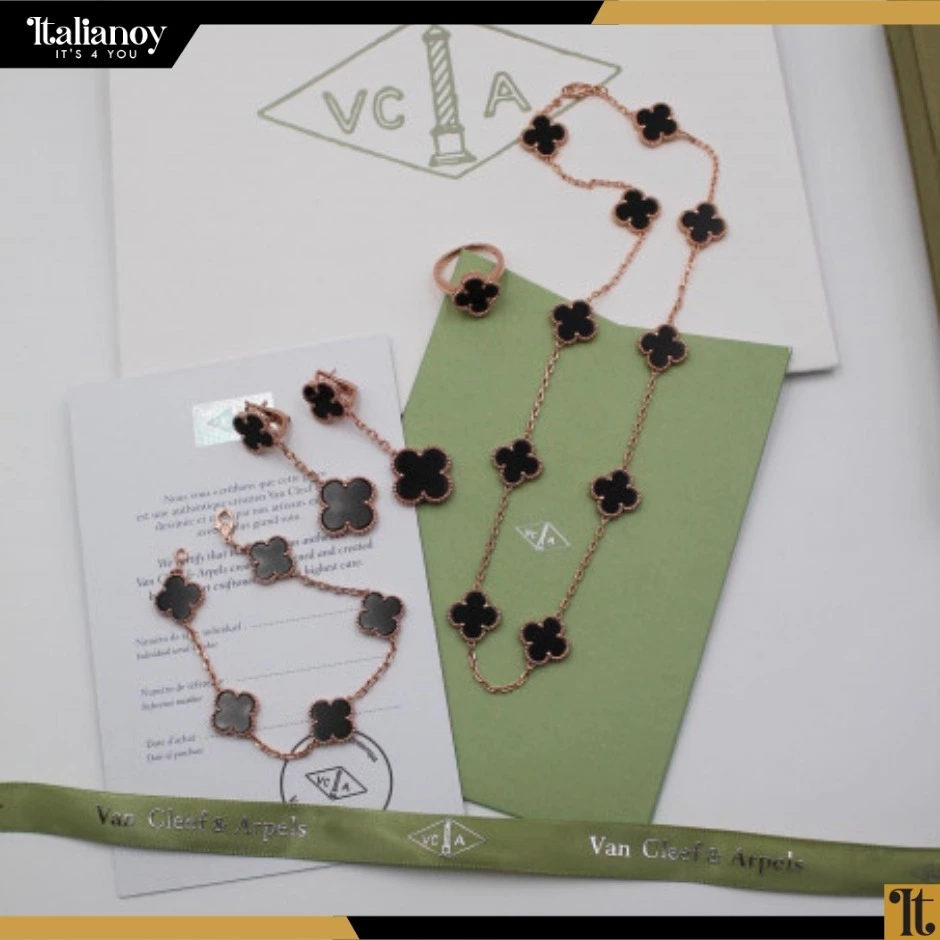 Van Cleef Vintage Alhambra Necklace & Bracelet & Earring & Ring GOLD