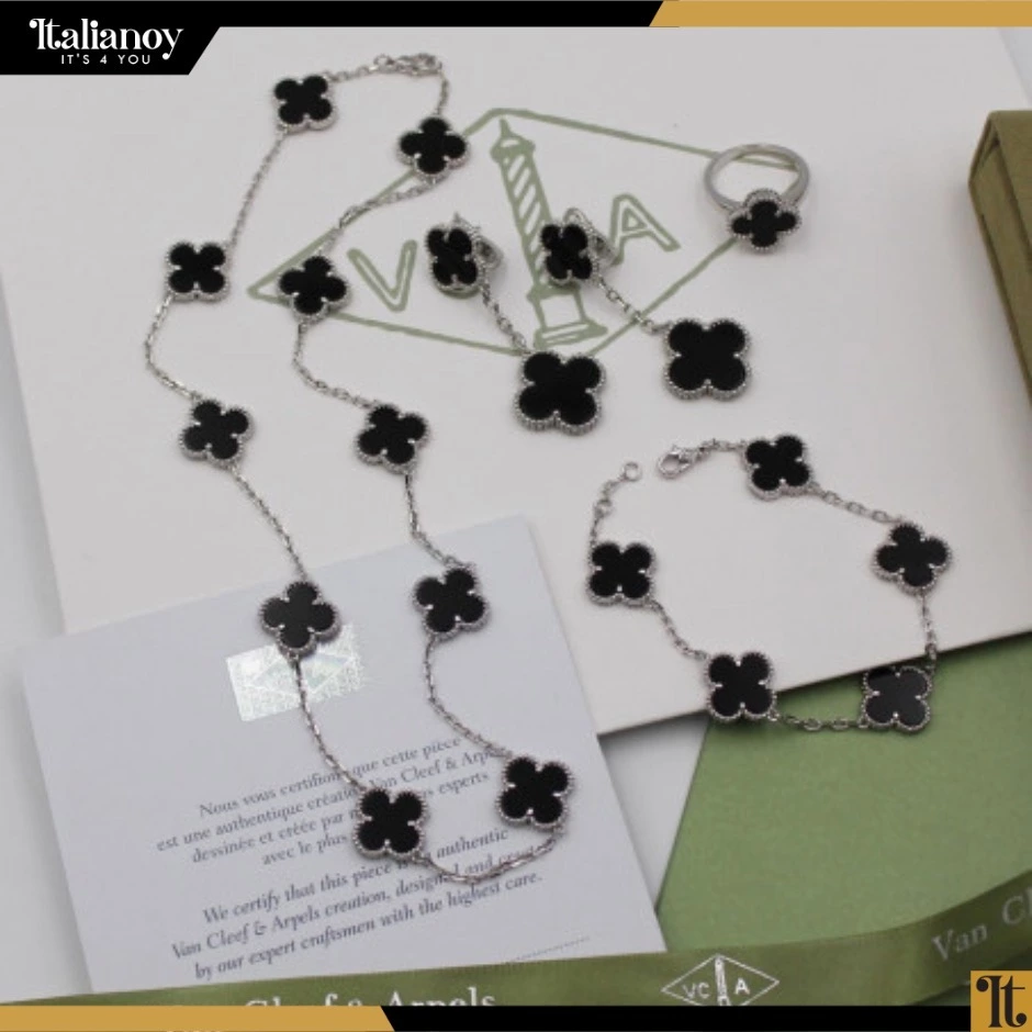 Van Cleef Vintage Alhambra Necklace & Bracelet & Earring & Ring SILVER