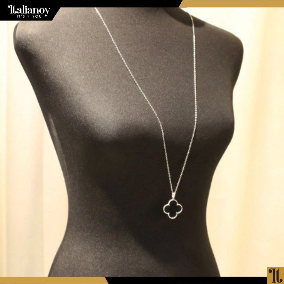 Van Cleef Necklace Silver Black