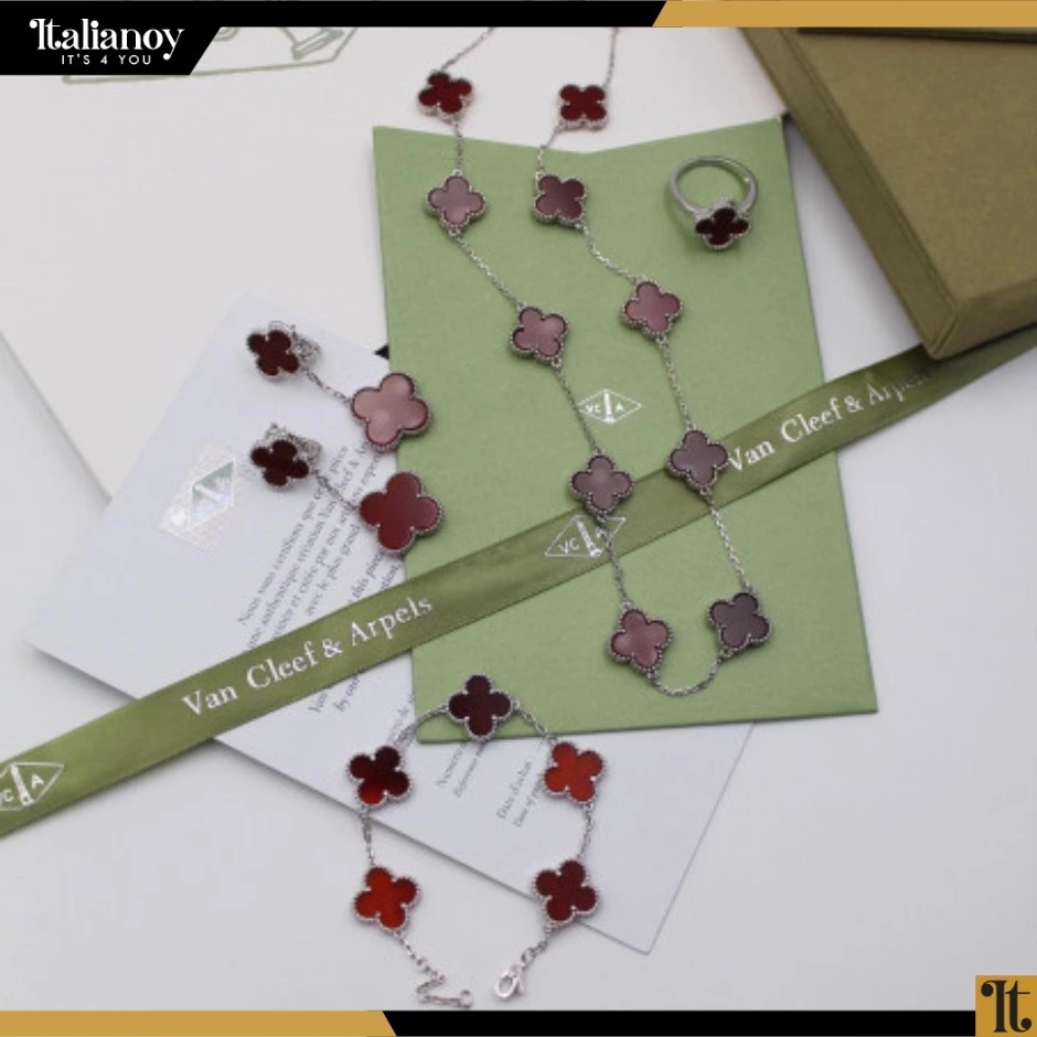 Van Cleef ( Necklace - Bracelett - Ring - Earring ) Red Rose Red Silver