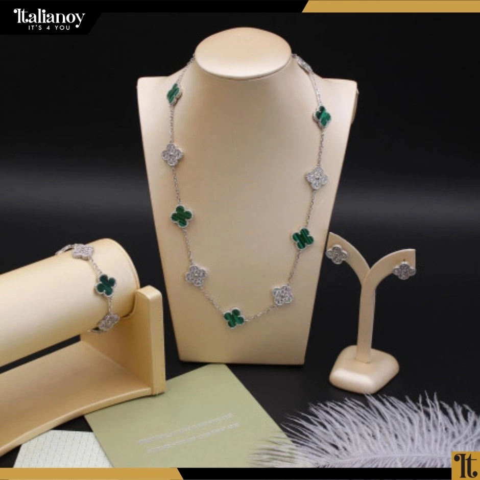 )Van Cleef Silver Green( Necklace - Bracelet - Earring