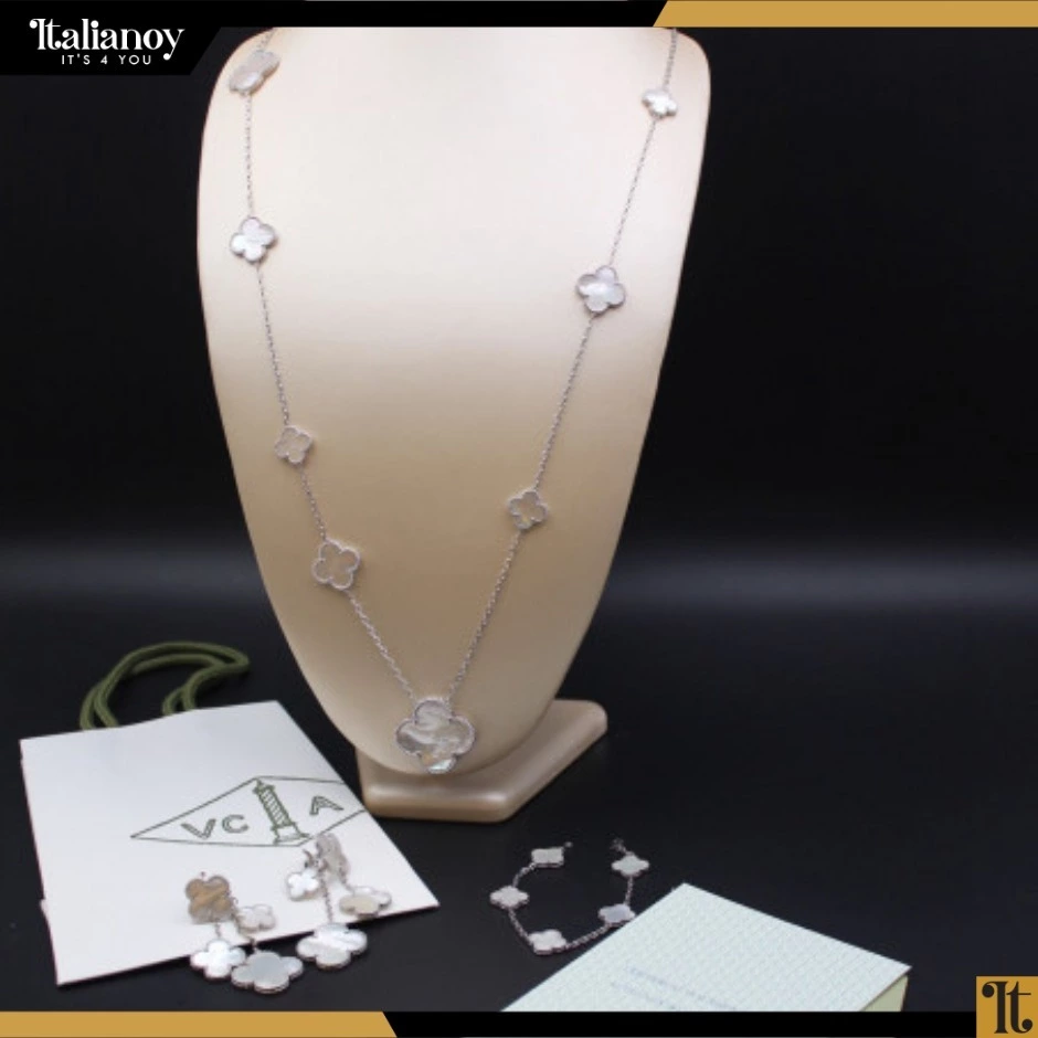 Van Cleef Necklace - Bracelet - Earring Silver -White