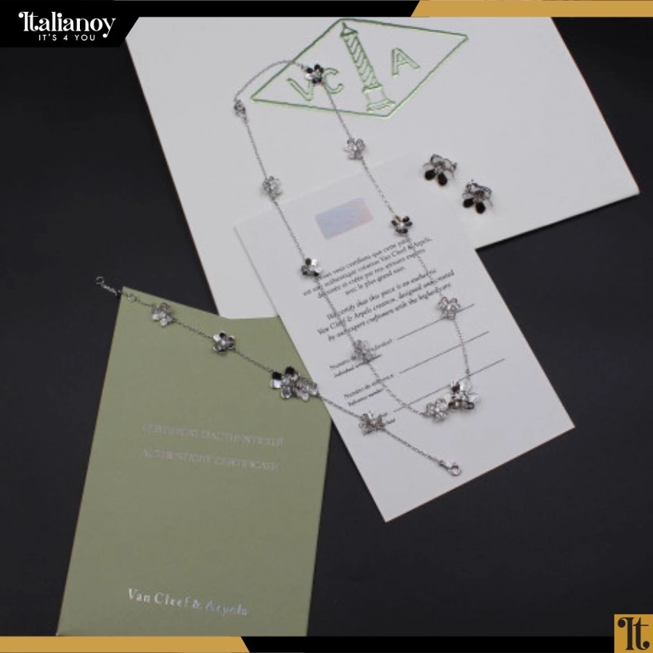 Van Cleef Set Of Necklace - Bracelet - Earring Silver -Black