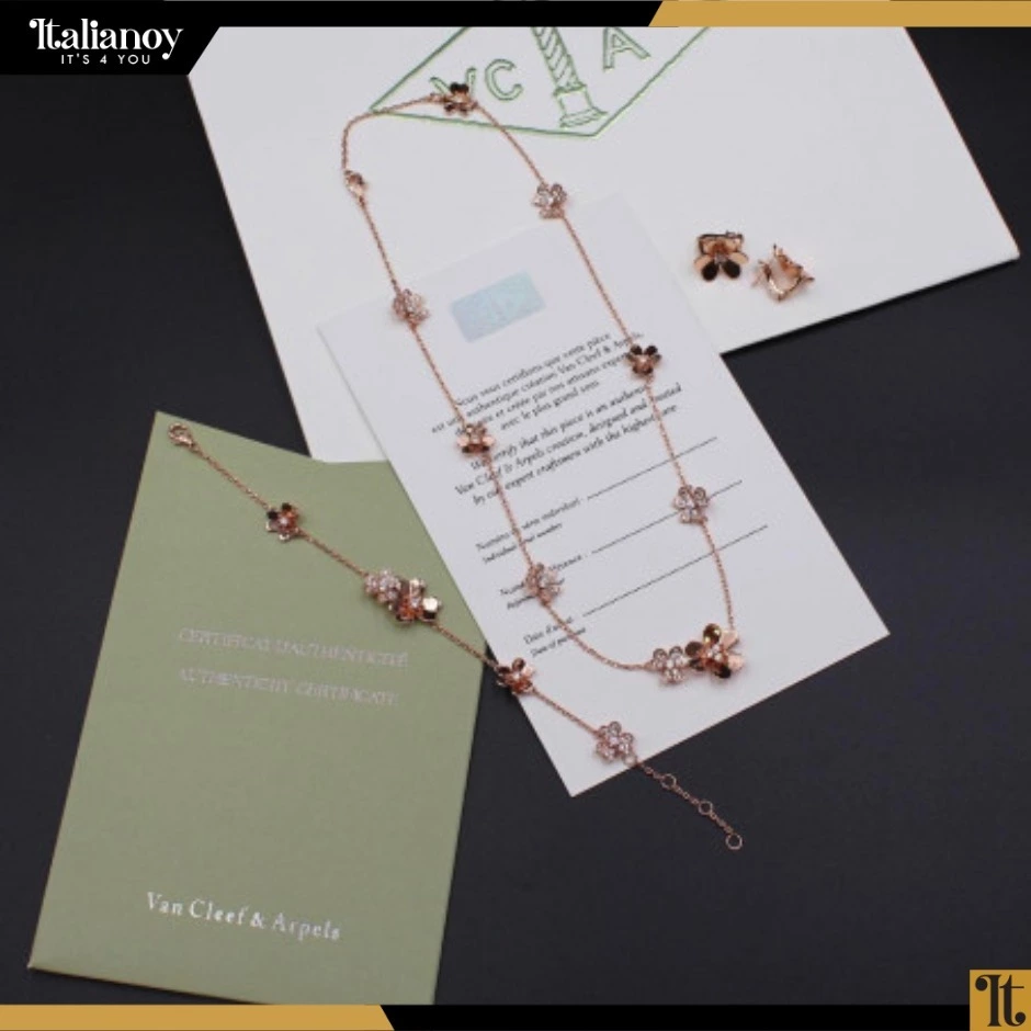 Van Cleef Set ( Necklace - Bracelet - Earring) Rose Gold