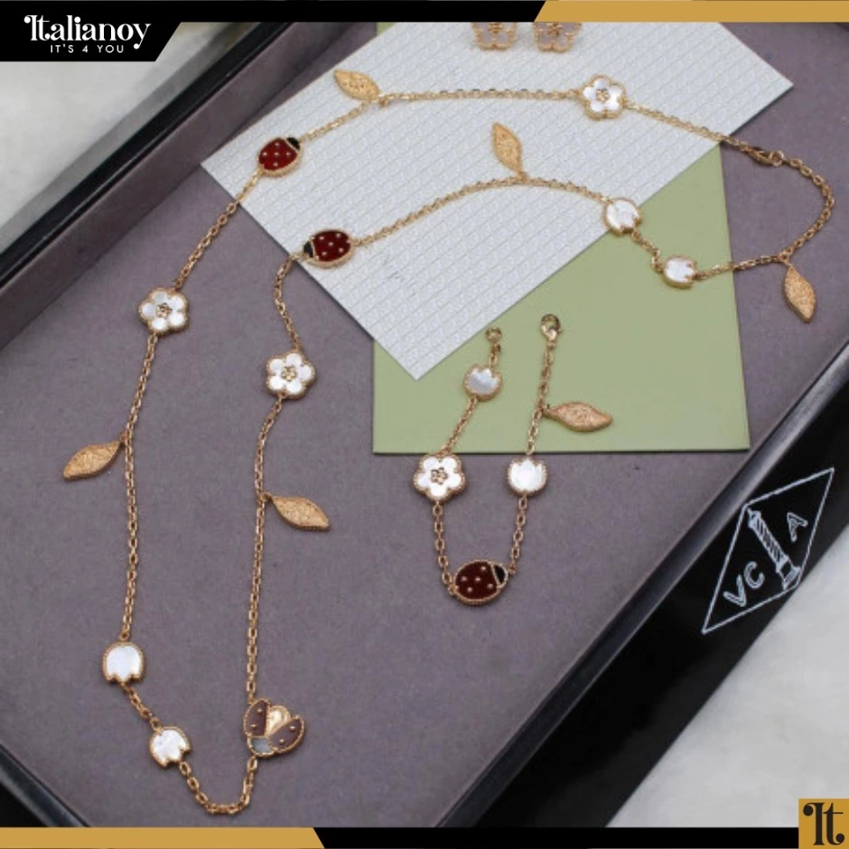 Van Cleef Necklace - Bracelet - Earring Red