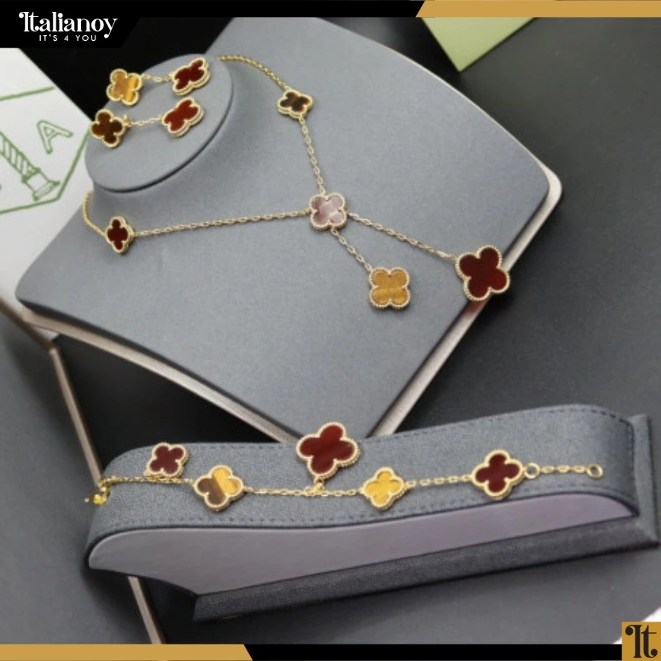 Van Cleef Necklace - Bracelet - Earring Red-Yellow