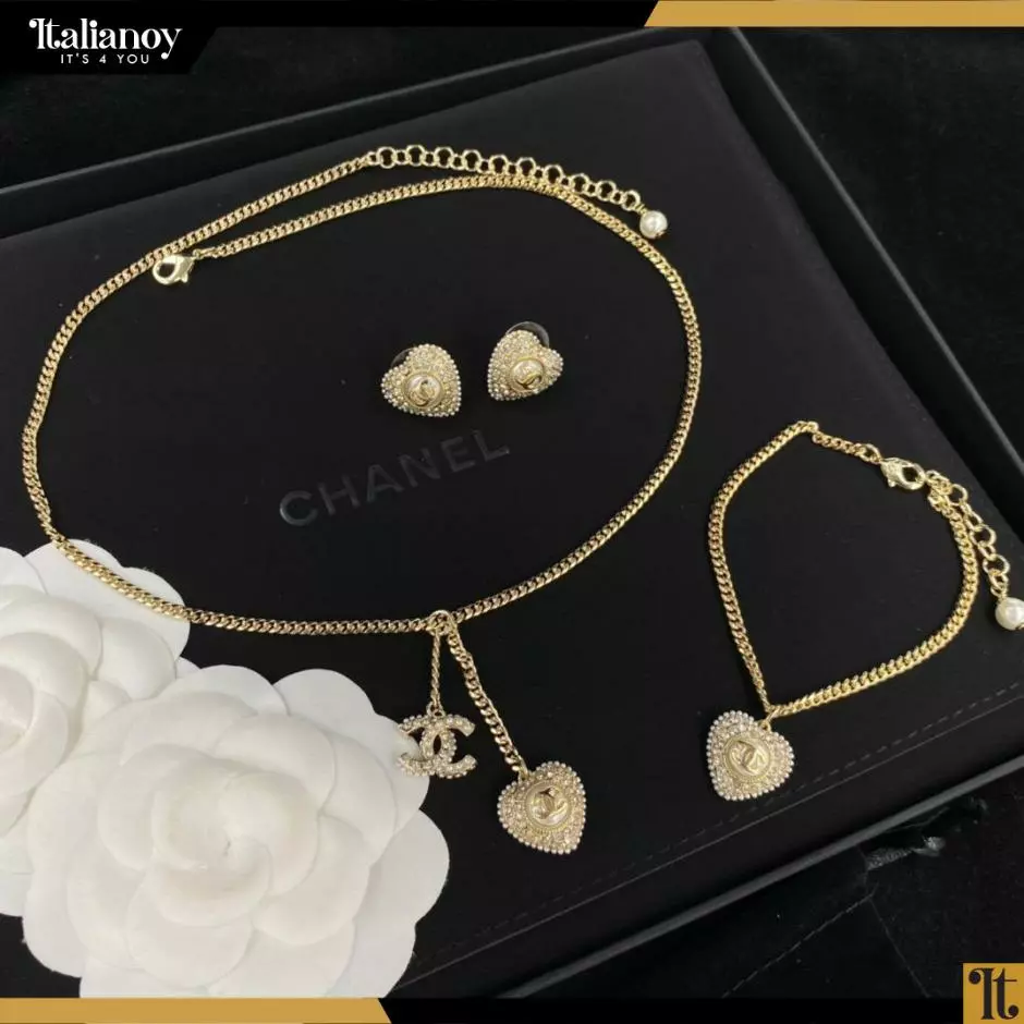 Chanel Necklace, Bracelet, and Earrings Gold
