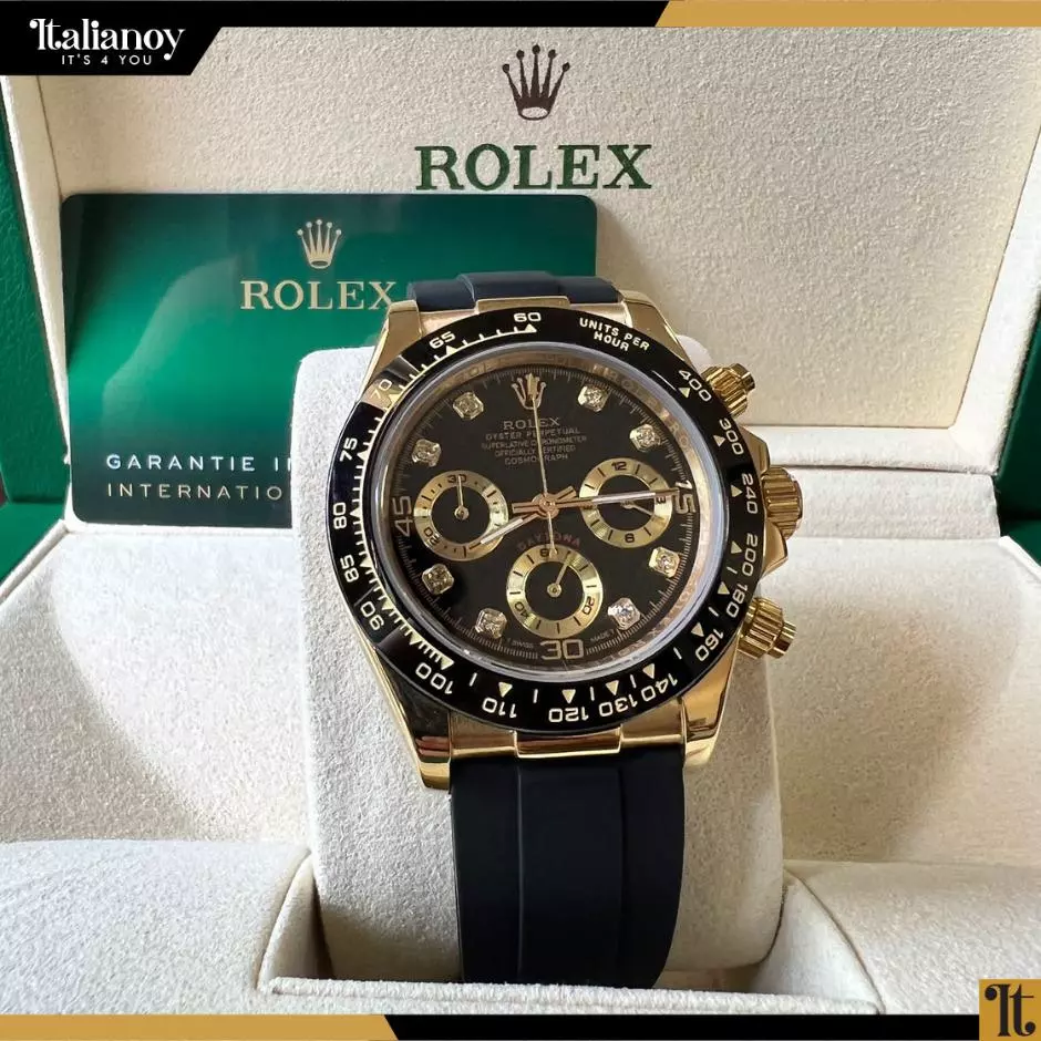 ROLEX COSMOGRAPH DAYTONA YELLOW GOLD BLACK & DIAMOND DIAL