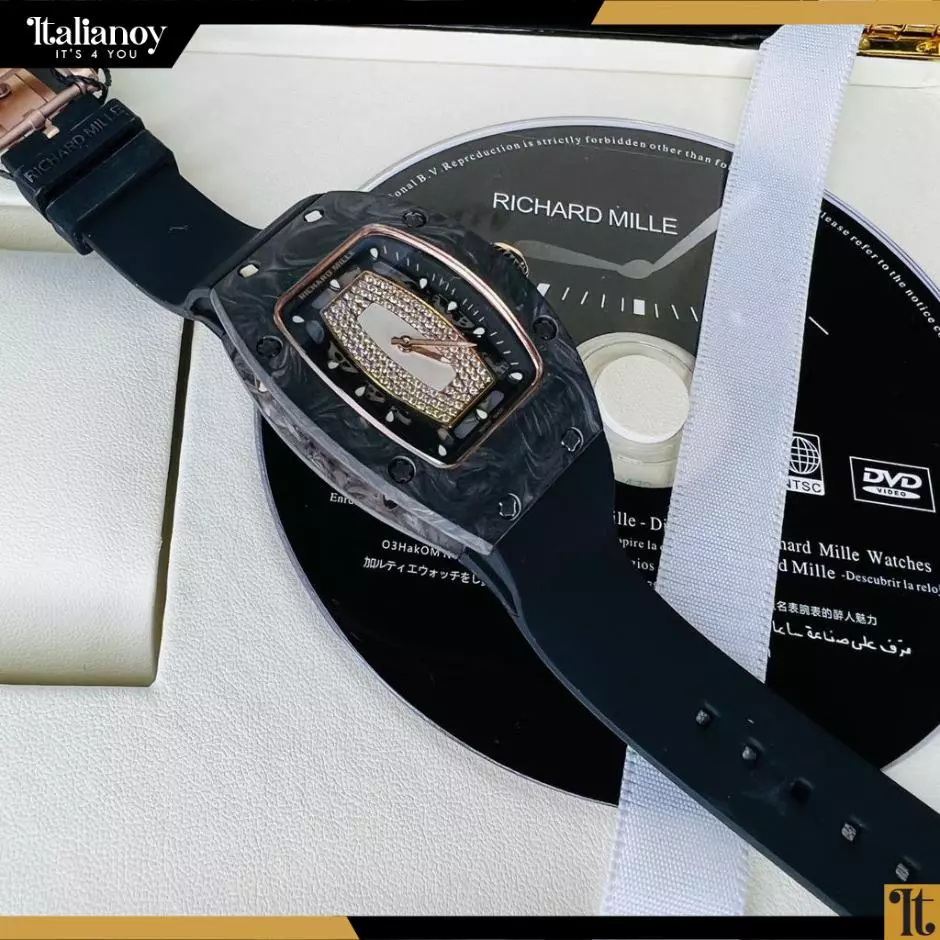 Richard Mille Diamond Set Gold Black Ceramic Ladies Watch